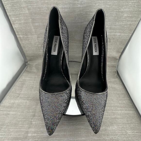 Steve Madden Women Black Pewter Rhinestone Daisie Most Pumps 8.5 - Picture 4 of 10